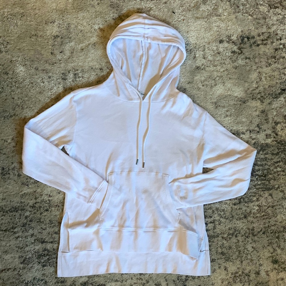 Kensie White Waffle Knit Hoodie